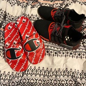 Men's addidas and champion slides